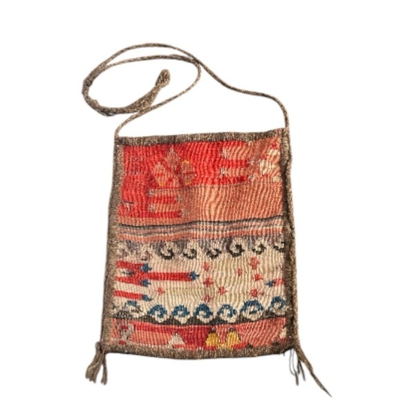 Vintage Turkish Kilim Bag Wool Woven Shoulder Purse Ethnic Tribal Design
